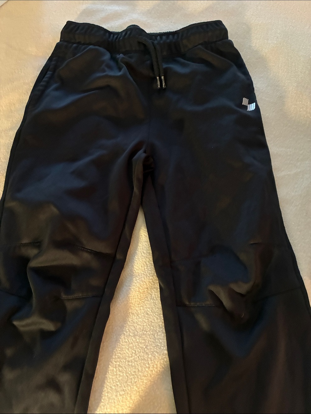 Kids Black Athletic Jogger Pants with Drawstring Waist